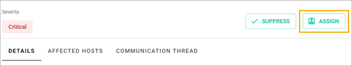 Assign button in the vulnerability detailed view